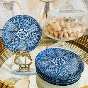 6 Imari Style Japanese Plate by Style Setter Asain Chinoiserie Decor Blue White